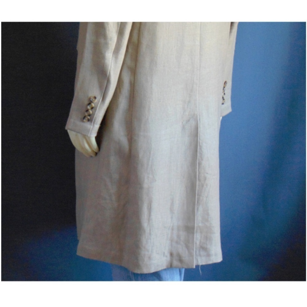 Sundance 100% Linen Duster Coat Khaki Longline Jacket Coastal Capsule Sz Medium - Picture 8 of 12
